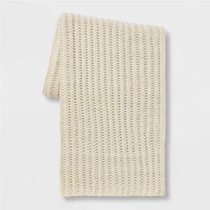 Chunky Knit Reversible Throw Blanket Cream Threshold™ NEW